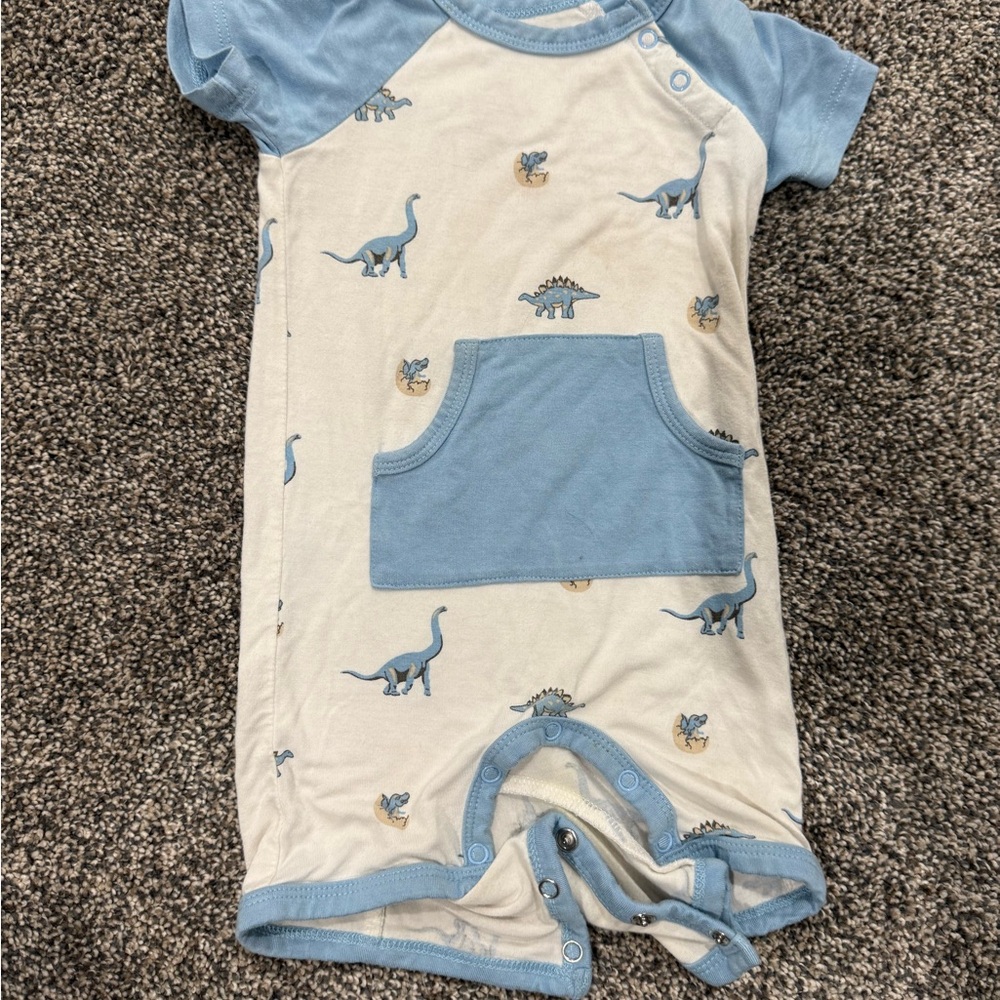 Kyte BABY Blue and Cream Dinosaur Bodysuit